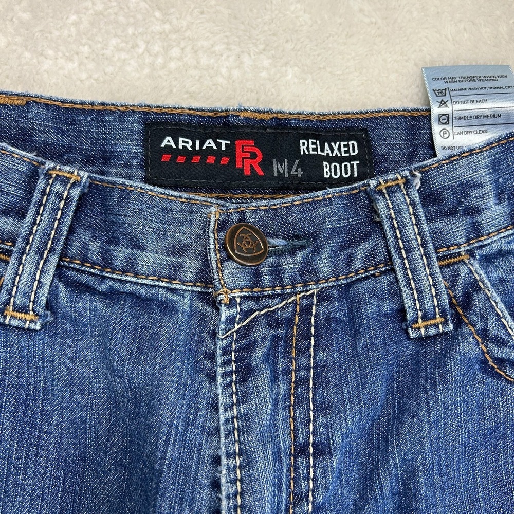 Ariat FR M4 Bootcut Jeans Mens 32x32 Blue Denim Relaxed Fit Western Workwear - Picture 6 of 16